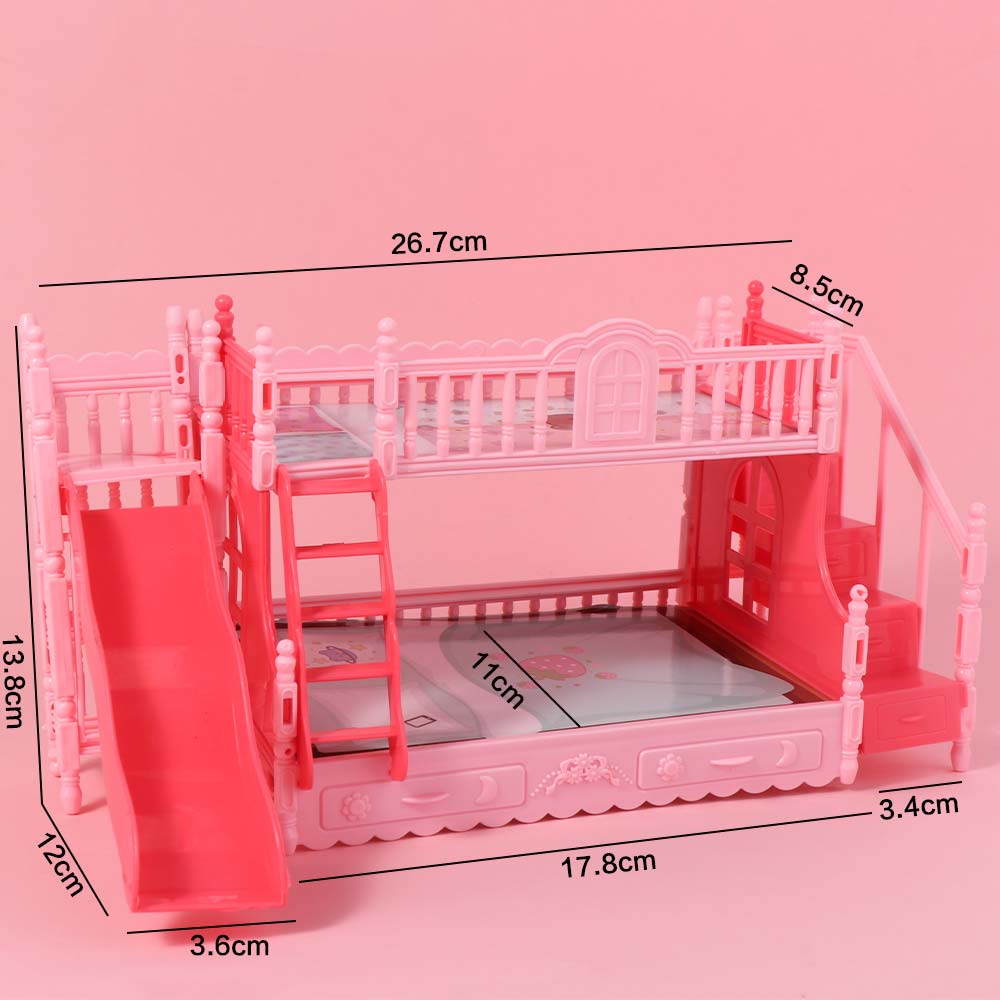 Pretend Play Dollhouse Bunk Bed Bedroom Decoration Dollhouse Furniture  Children Toy