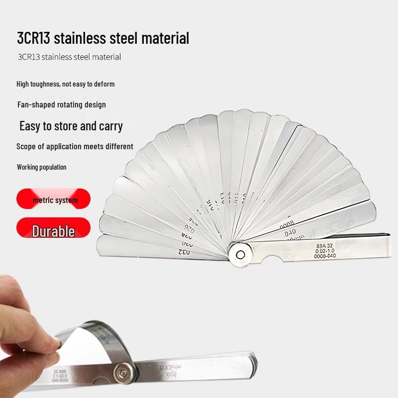 32-Piece Stainless Steel Feeler Gauge Set (0.02-1.0mm Thickness Range)
