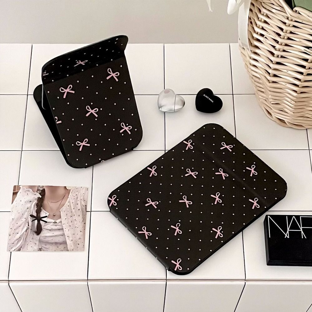 Compact Cosmetic Mirror Desktop Stand Mirror Pu Leather Pocket Make-up Mirror Vanity Mirror  Unisex
