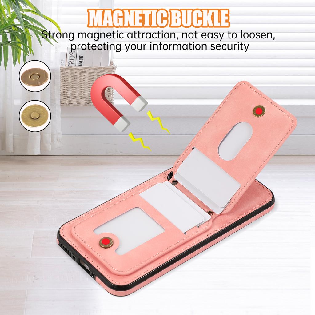 For Samsung Galaxy A56 5G Case Card Holder Kickstand Leather + TPU Phone Cover with Shoulder Strap