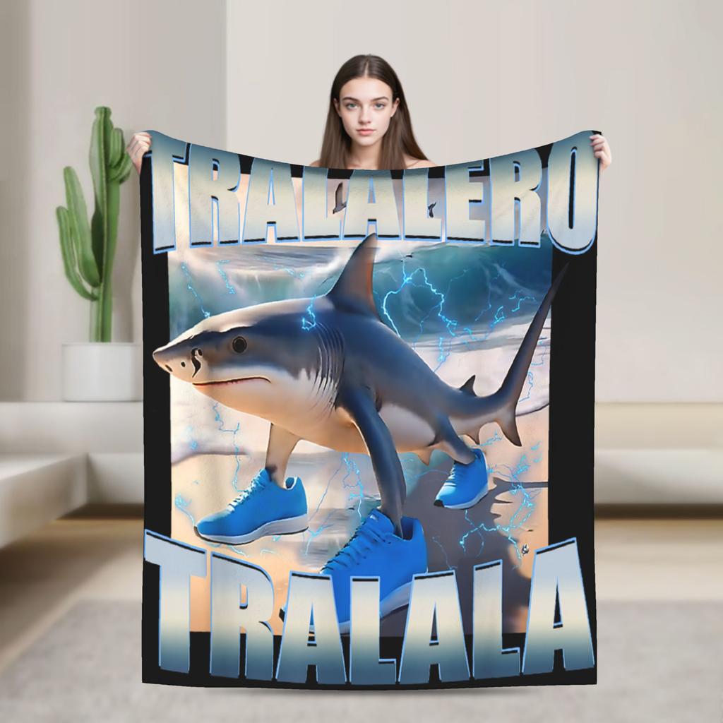 Italian Brainrot Cappuccino Assassino Fun Cappuccino Meme Blanket Soft Funny Plush Throw Blanket For Flannel Bedspread Bed Cover