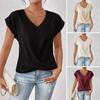 Sommer-Shirts für Damen, kurzärmelig, V-Ausschnitt, einfarbig, lässig, atmungsaktiv, vielseitige modische Bluse für Jeansröcke