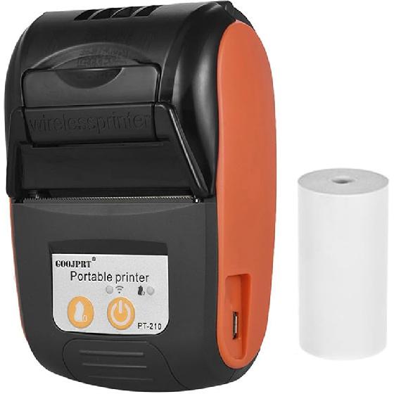 Thermal Receipt Printer,PT-210 Portable Thermal Printer Handheld 58mm Receipt Printer for Retail Stores Restaurants Factories Logistics with 1 Paper Rolls оранжевый