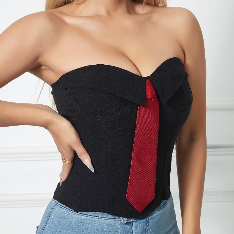 Hot Girl's Chest-wrapped Tie Pure Lust Solid Color Tube Top Sexy
