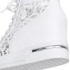 Women Wedge Platform Sneakers Rubber Brogue Leather High Heels Lace Up Shoes Pointed Toe Height Increasing Creepers White Silver