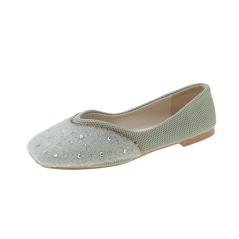 

Square headed women s spring new gentle single shoe shallow mouth flat bottom simple comfortable versatile casual shoes 40 зелений