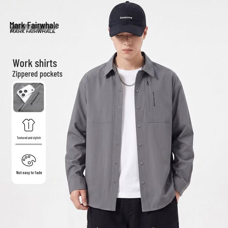 Mark Fairwhale Men's Long Sleeve Casual Utility Shirt Jacket