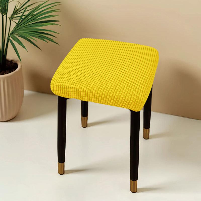Jacquard Square Stool Covers Elastic Dust-proof and Anti-slip Stretch Chair Cover Solid Color Geometric Pattern Seat Cover