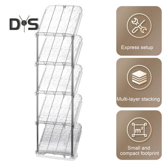 Skrånende smalt skostativ 5-lags Robust konstruksjon Enkel montering Skooppbevaringsorganisering Vertikal skohyllestativ