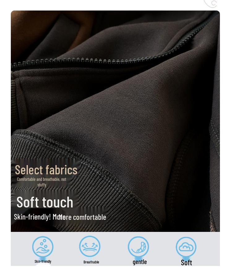 Boys' Fleece-Lined Sporty Cardigan & Pants Set - 2025 Autumn/Winter Collection