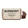 Vintage Logo Print Leather Messenger Bag Women Shoulder Bag White Brown 80266081