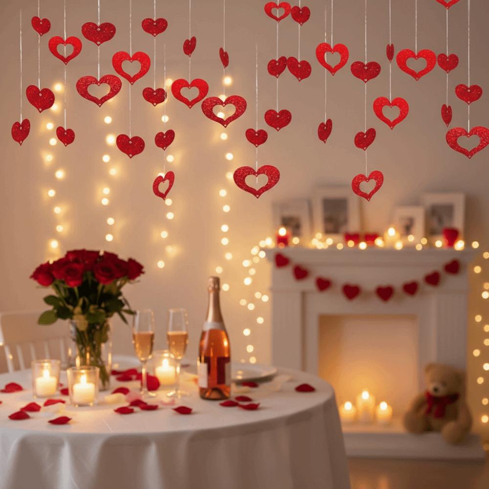 Laser Sequin Valentine's Day Love Pulling DIY Love Heart Hanging Curtain  Couple Anniversary