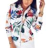 Fashion Womenswear Plus Size Flower Leaves Print Sports Women Long Sleeve Baseball Jacket Zip Coat