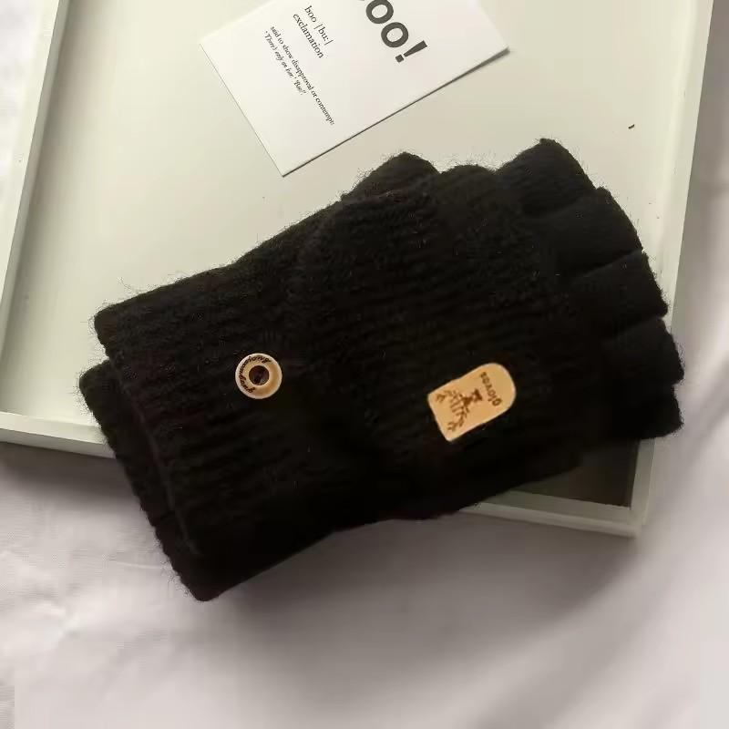 Winter Half Palm Warm Gloves,Indoor Outdoor Plush Knitted Gloves, Suitable for Indoor Writing Office Wear Decoration