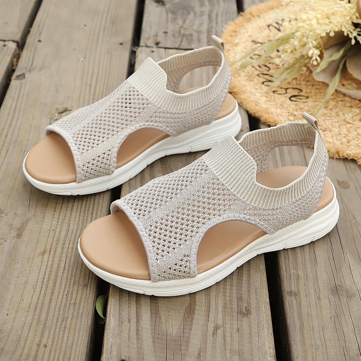 Flat bottomed woven women s beach Roman sandals 36