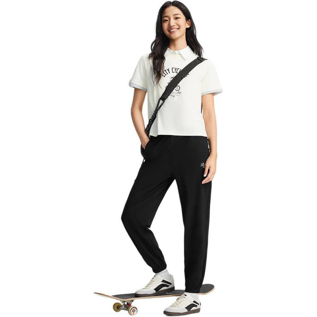 Li Ning Sports Trend Series Simple Mid Waist Fashion Versatile Loose Casual Pants Women Bottoms AKLW236-2