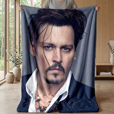 Johnny DeppPrinted Flannel Blanket Cozy Skin-Friendly Warm Throw for Couch Bed Indoor Daily Use