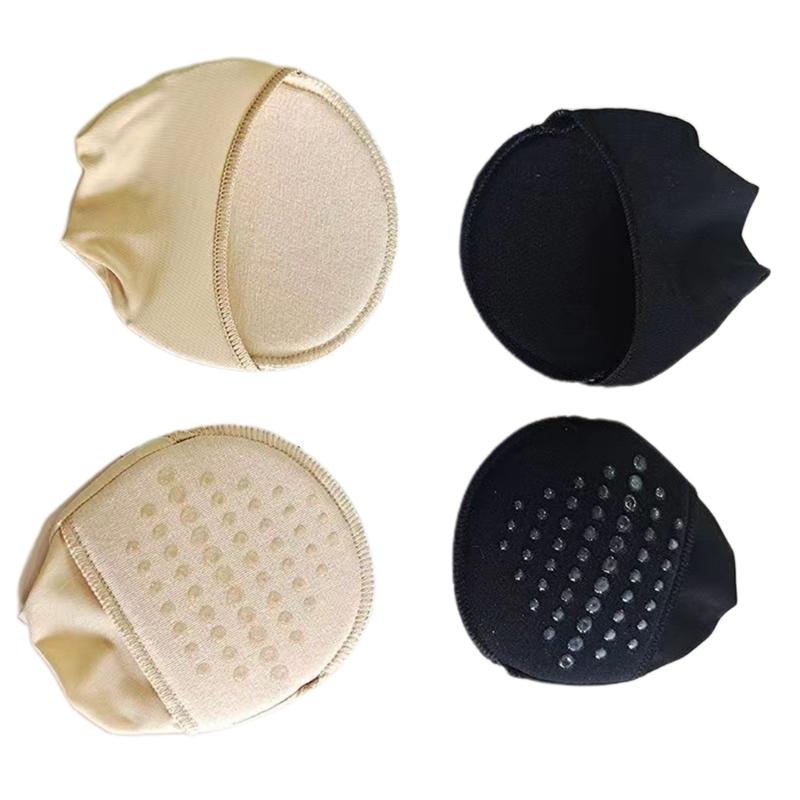 1 Pair Women Sheer Mesh Toe Cover with Padding Non-Skid Bottom Toe Topper Liner Forefoot Pads Cushion Half Socks Insoles
