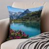 1PCS Classical LLake Zurich Cushion Cover Pillowcase Antidustmite Invisible Zipper Short Plush Sofa Cushion