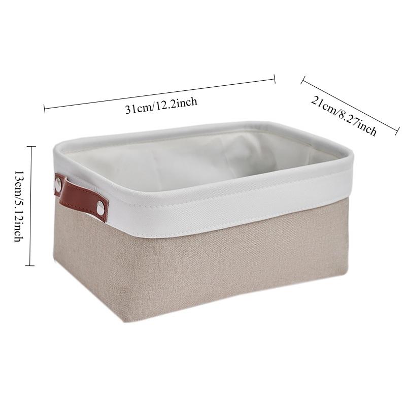 Leather handle Storage Basket Foldable Storage Box for Home Use Clothes, Books, Desktop, Living Room, Organizing Boxes & Bins