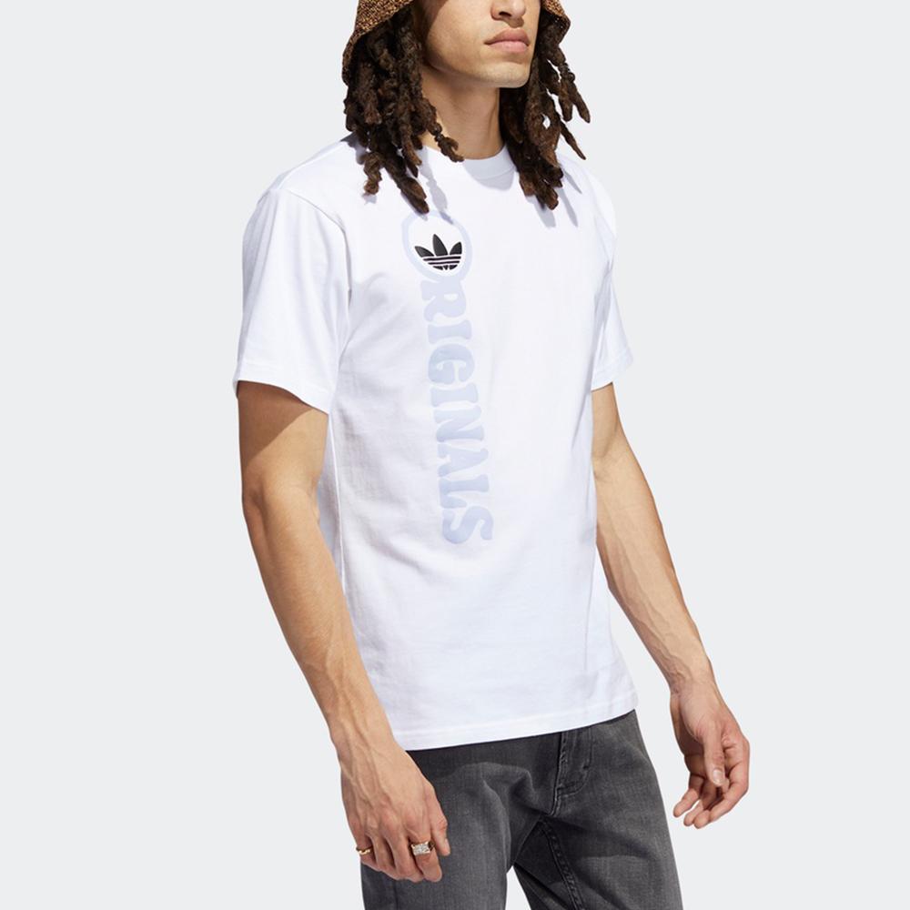 Adidas Originals Trefoil Logo Print Sports Crew Neck T-Shirt Men Tops White H32308
