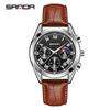 Fashion Sanda 5012 Top Brand Men's Quartz Watch Leather Strap Six-hands Dial Business Casual Creative Cool Clock Men Wristwatch