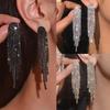 FYUAN Fashion Long Tassel Drop Earrings for Women Black Gold Copper Color Rhinestone Dangle Earring Wedding Party Zircon