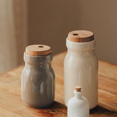 Condiment Container Tackaon Ceramic Seasoning Bottle with Sealed Label Sticker Included