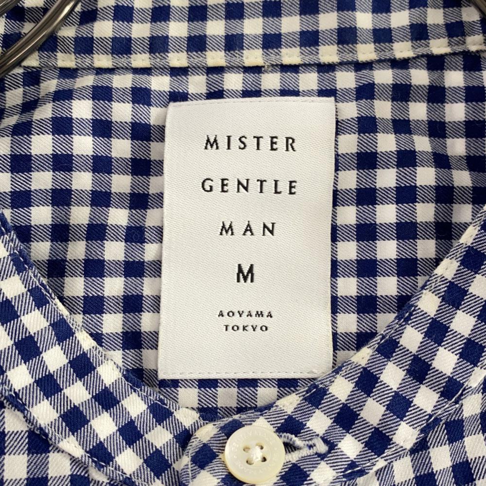 Mr.GENTLEMAN made in Japan Check Pattern Short sleeve Band collar shirt M Men's Used