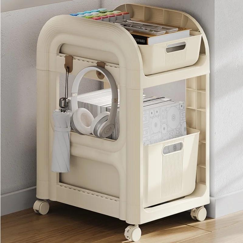 Bewegliches Bücherregal Mehrstöckiges Schulranzregal Schubladenartiges Lagerregal Untertisch Rollwagen Snack-Aufbewahrungswagen