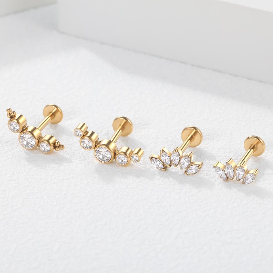 1Pc G23 Titanium Ear Tragus Cartilage Helix Daith Piercing Stud Earrings for Women Internal Thread Labret Piercing Lip Ring 16G