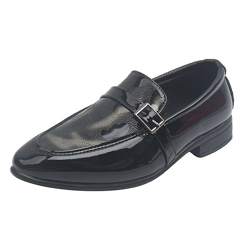 Zapatos de Cuero para Niños Niños Punta Fina Zapatos de Desfile Estudiante Niños Negro Slip-On Zapatos para Niño Pequeño Para Danza CSH1324