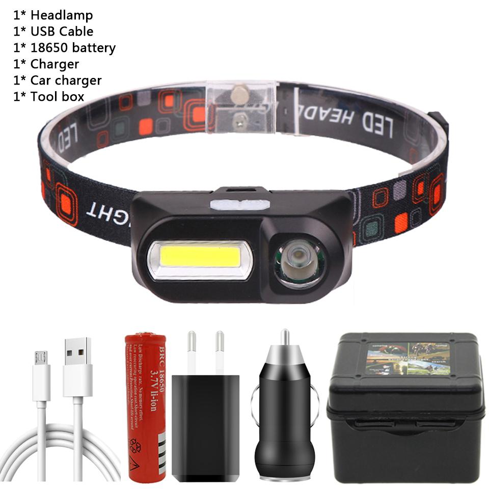 XP-G Q5 COB Led Fishing Headlight Use Rechargeable 18650 Battery Headlamp Head Flashlight Lamp Torch for Camping Light