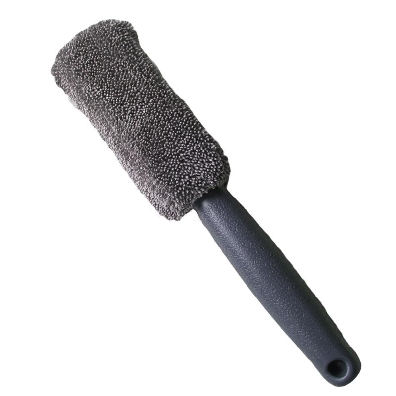 Soft Bristle Wheel Brushes For Car Detailing Short Handle Design Non Scratch Plastic Cleaning Tools серый