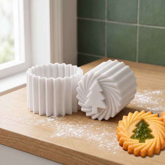 Plastic Mooncake Mold Double-Sided Press Mold, 2-in-1 Pastry Stamp, Christmas Kitchen Decorator Tree Design Decorative Baking Tool for Homemade