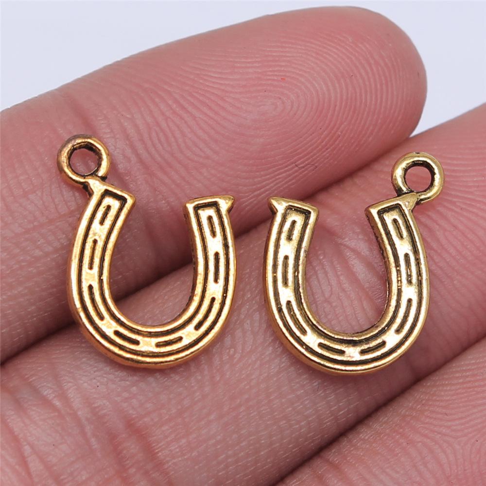 20pcs Charms Lucky Horseshoe Good Luck Antique Bronze Silver Color Pendants DIY Findings Tibetan Jewelry Craft