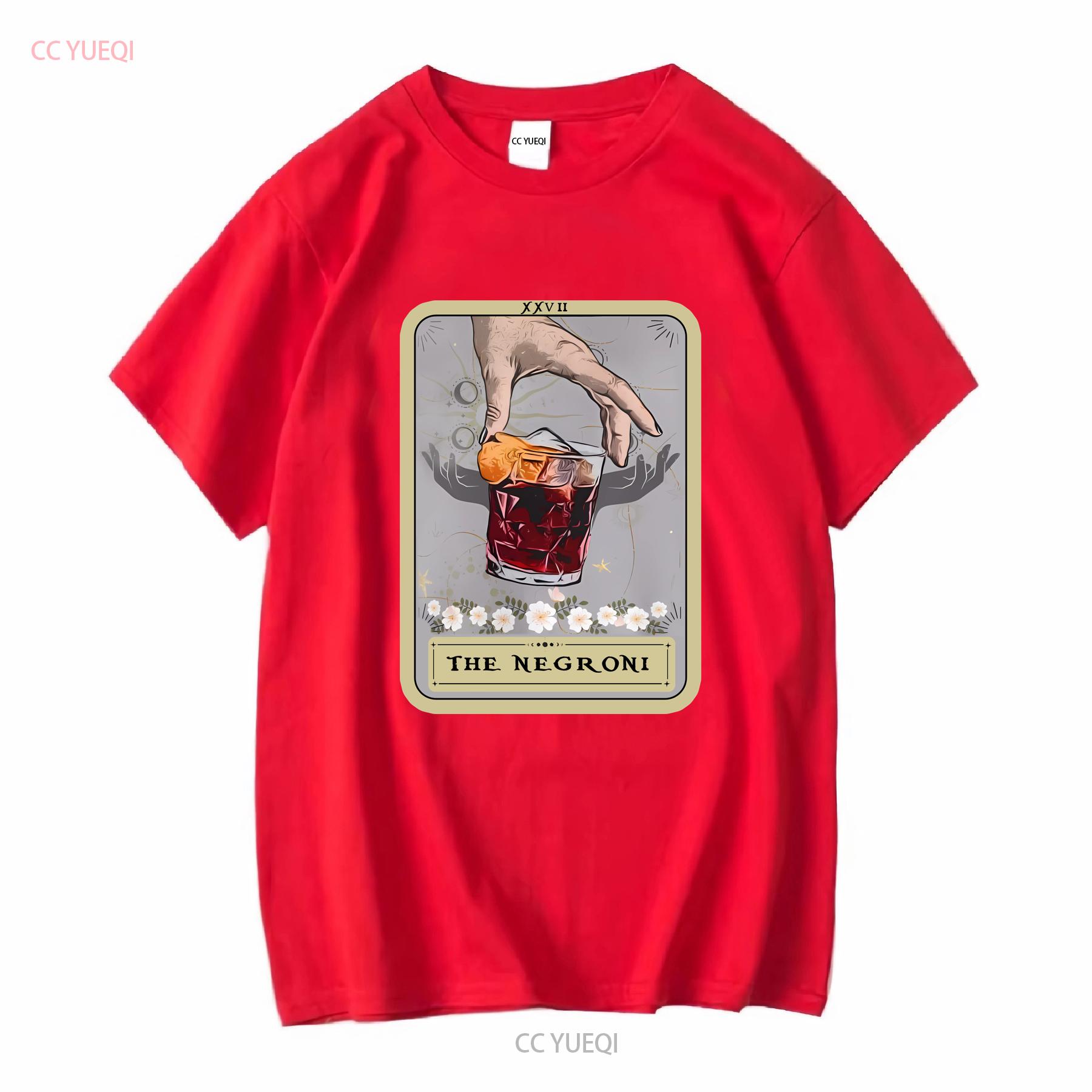 The Negroni Tarot Card T Shirt Lover s Cocktail Bartender Bar long or short sleeves vintage Washed Casual Top For Everyday Wear S