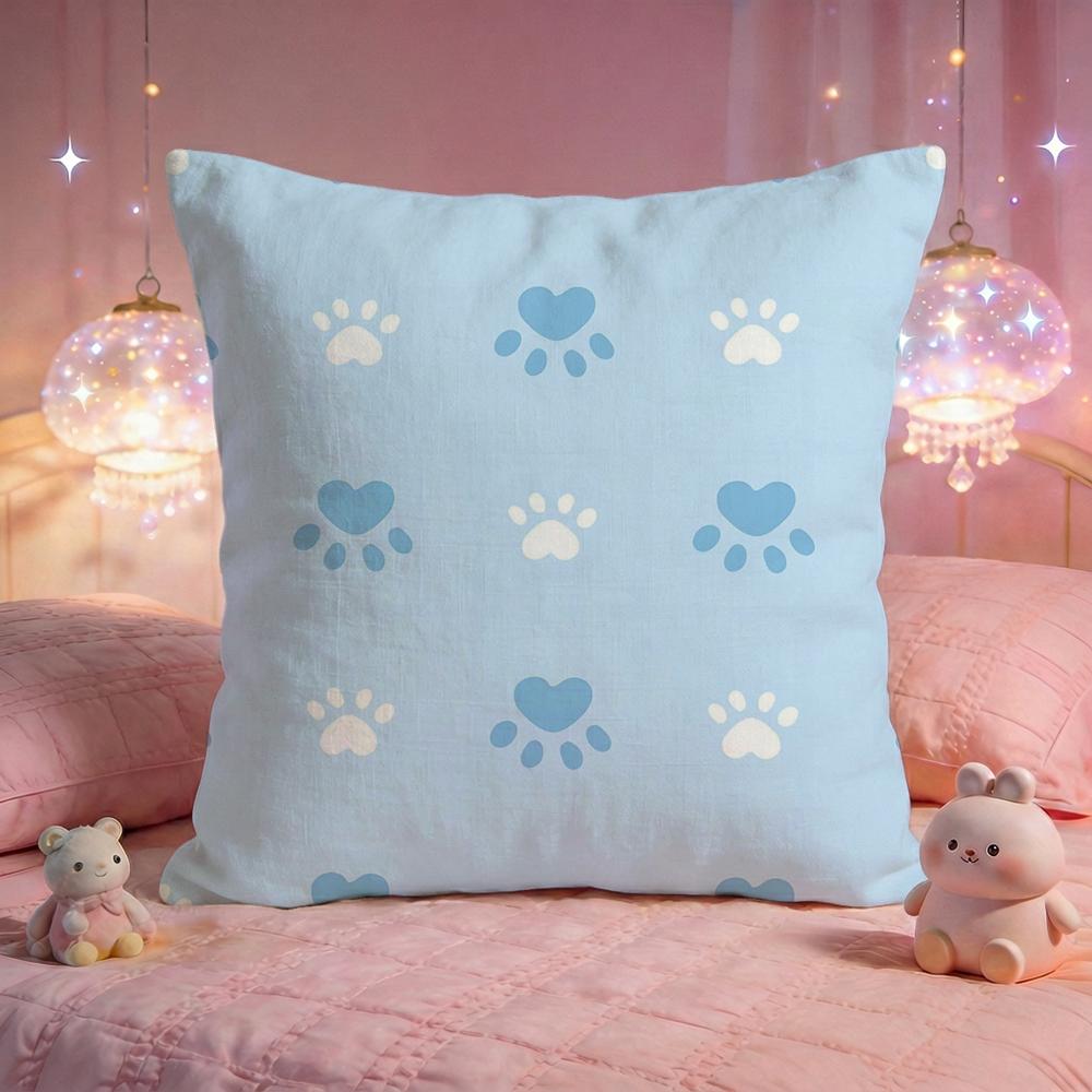 Pastel Puppy Paw Print Cushion Cover Premium Comfort Reversible Pillow Cove Two In One Design for Any Room Car Interior