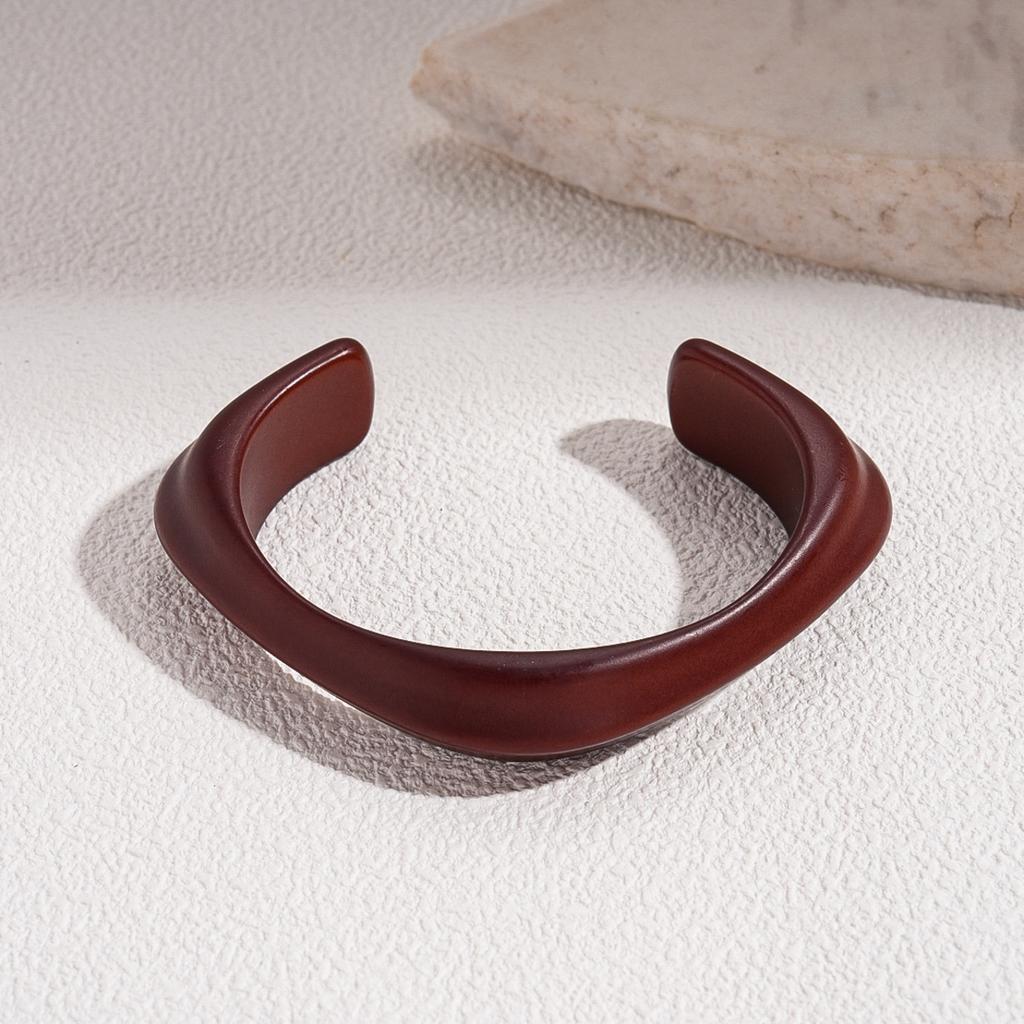 DIEZI 8 Style Vintage Simple Cuff Bangles Fashion Hip Hop Geometric Brown Acrylic Resin Wide Bangles Bracelet Women Men Jewelry