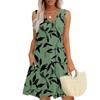 Women's Summer Dresses Loose Fit Printed V Neck Sleeveless Sundresses Beach Hawaiian Dress With Pockets