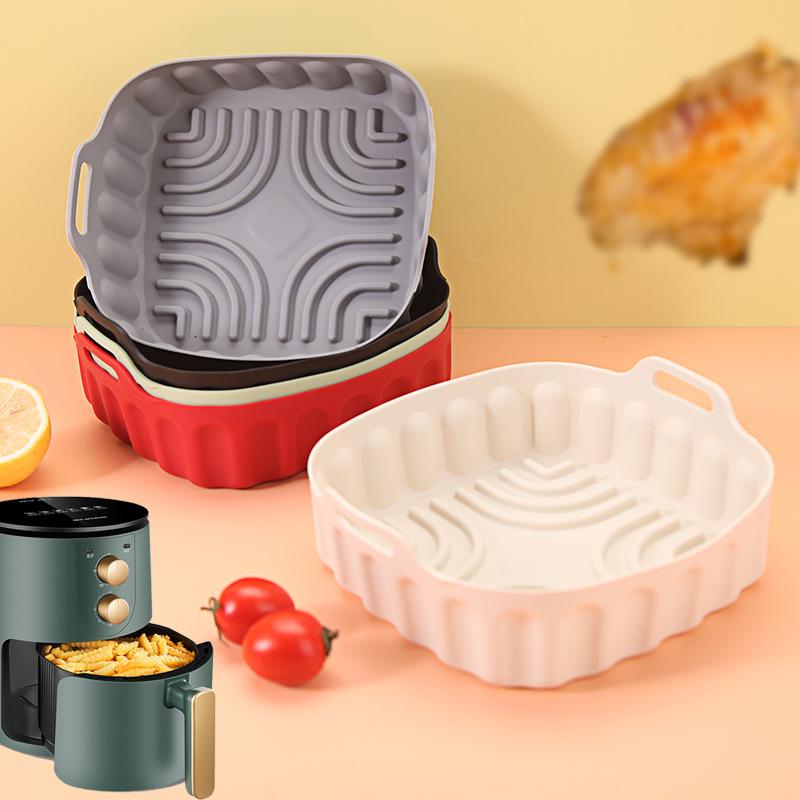 Reusable Baking Basket Air Fryer Silicone Liner Non Stick Foldable Tray Pot for Family Kitchen Use
