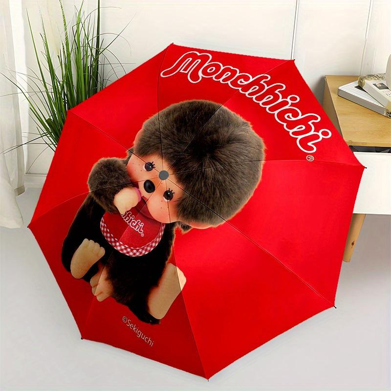 

1pc Monchhichi Plush Toy Umbrella with Plastic Handle,Suitable for All Seasons Home Travel Outdoor UmbrellaM1203