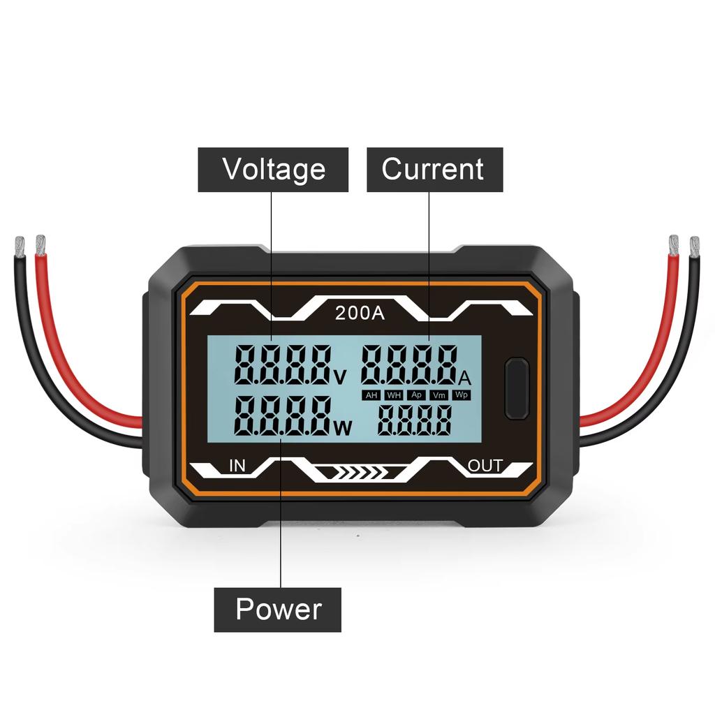 100/150/200A Optional Electric Analyzer Voltmeter Ammeter Wattmeter Energy Tester Current  LCD Display DC Power Meter