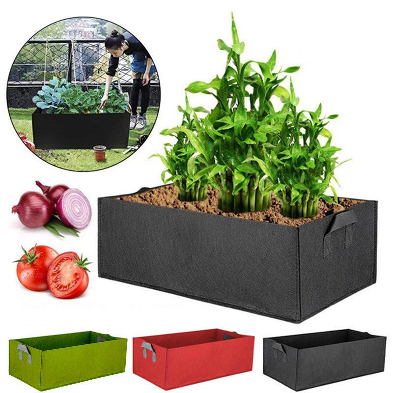 Felt Grow Bag Rectangle Planting Nursery Pot Outdoor Garden Flower Planting Bag with Handle Garden Vegetable Planting Container