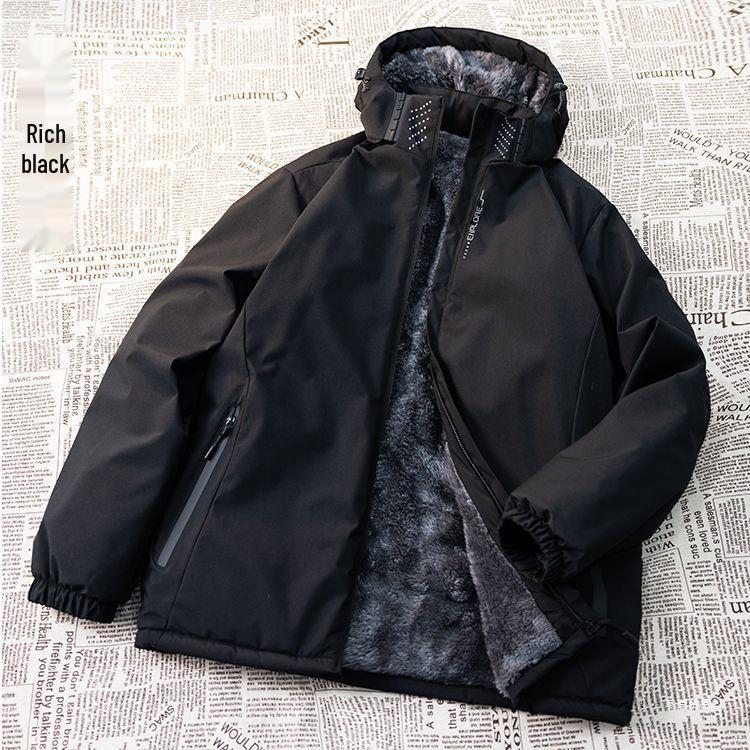 Men's Winter Windproof Waterproof Cotton Jacket with Velvet Lining - Warm Outdoor Coat for Takeaway Riders