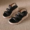 Thick-soled retro new Roman sandals women's shoes heightened woven hollow one-word buckle belt comfortable sandals