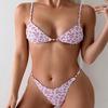 2024 Sexy Lace-up Bikini Triangle Swimsuit for Women – European & American Print Beachwear