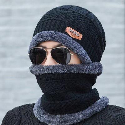 Hat Outdoor Winter Pullover Warm Knitted Wool Hat Men's Cotton Hat Cycling Fleece Ear Protectors Thickened Scarf