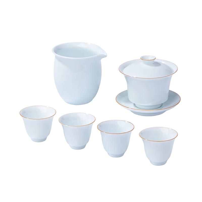Jingdezhen Shadow Green Ceramic Kung Fu Gaiwan Tea Set