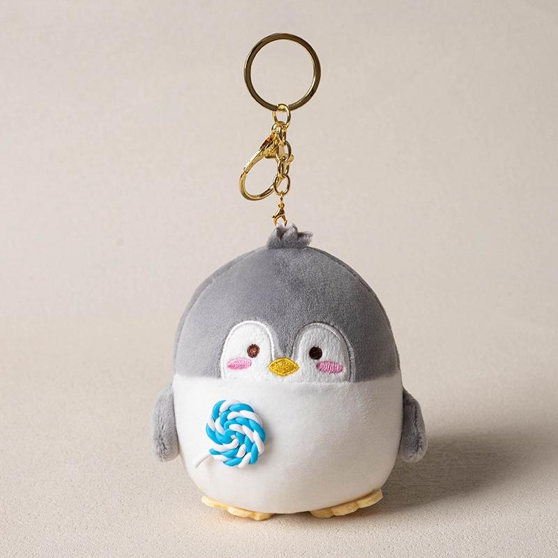 Creative Cute Lollipop Penguin School Bag Pendant Doll Couple Plush Coin Wallet Keychain Hanging Doll Premium Durable